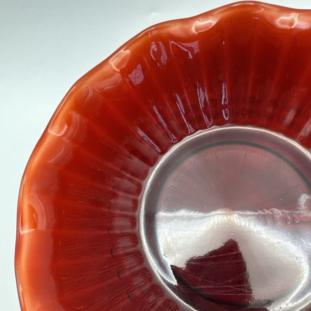 Ruby‎ Red scalloped edge bowl 6.5 inches